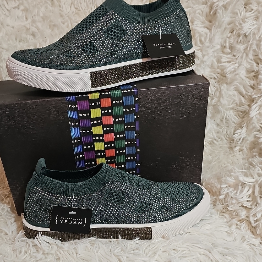 Bernie Mev Dark Green Slip-On Shoes